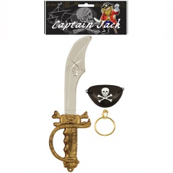 Pirate Treasure Play Set for Kids,Pirate Role-Play Toys ,Pirate Costume  kids Accessories with Pirate Mask,Gold Coins,Pirate Hook,Compass,Telescope,Skeleton  Hand,Plastic Sword,Eye Patch,Badge for Party 