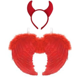 Devil Horns & Wings Set - Red