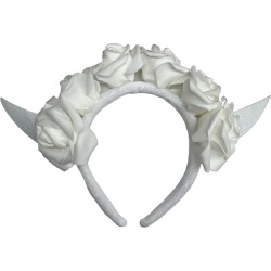 Devil Horns With Flowers - White