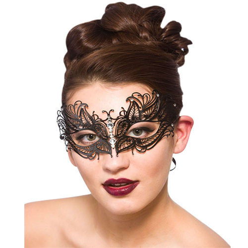 Filigree Metal Eyemask - Black Diamantes